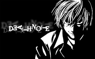Death Note digital wallpaper, anime, Death Note, monochrome, anime boys HD wallpaper