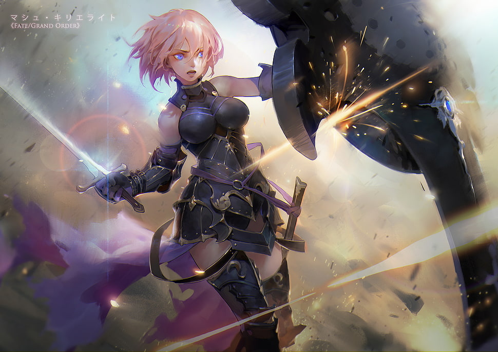 Fate Grand Order female character, armor, Fate/Grand Order, Shielder (Fate/Grand Order), sword HD wallpaper