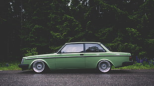 green classic coupe HD wallpaper
