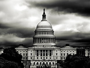 White House at Washington DC, architecture, United States Capitol, monochrome HD wallpaper