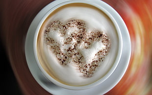 capuccino coffee in cup with saucer HD wallpaper