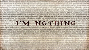 brown background with I'm Nothing text overlay, typography, depressing