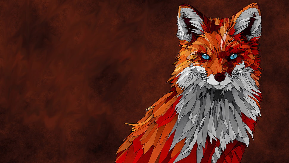 orange and gray fox illustration HD wallpaper