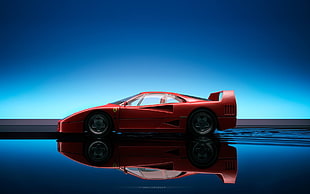 red Ferrari sports coupe, Ferrari F40, car, red cars, Ferrari