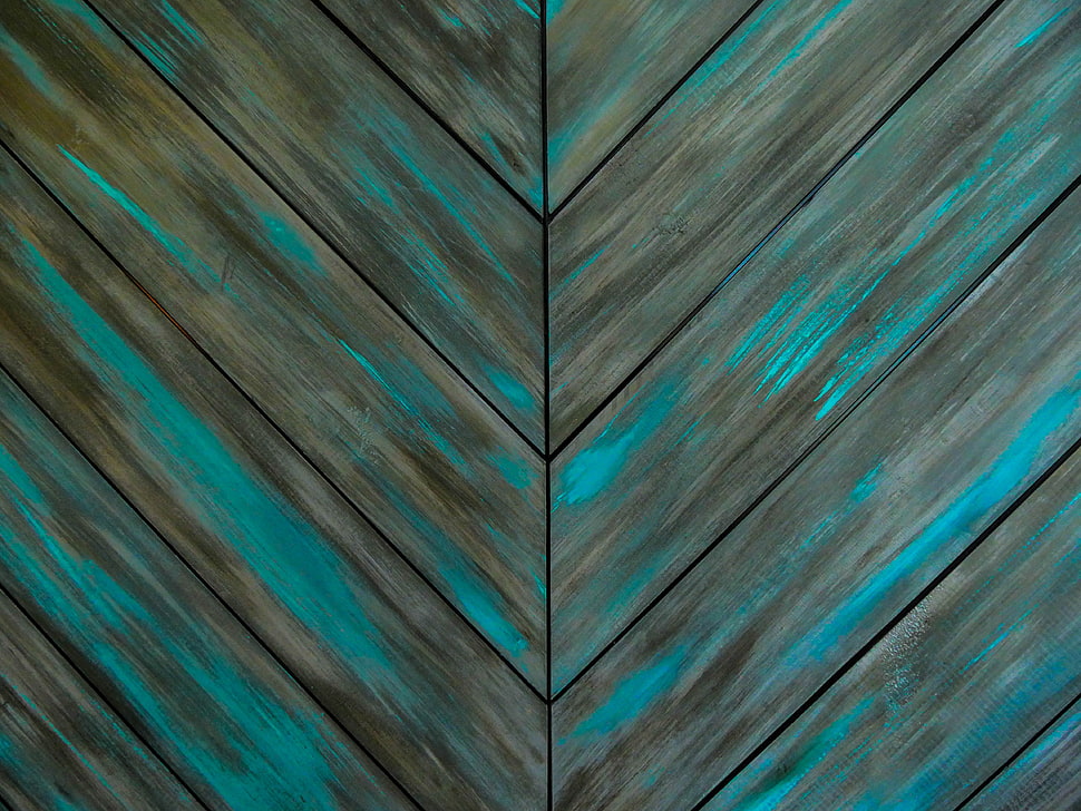 teal and gray wooden board HD wallpaper