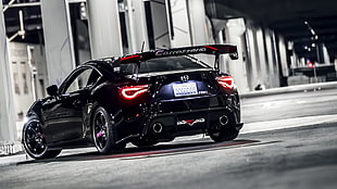 black coupe with spoiler, car, JDM, Scion FR-S, tuning