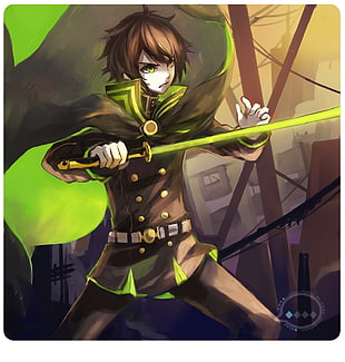 male anime character holding sword digital wallpaper, Hyakuya Yuuichirou, Owari No Seraph