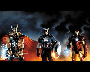 Marvel Thor, Captain America, and Iron-Man wallpaper, The Avengers, Thor, Captain America, Iron Man HD wallpaper