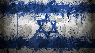 blue hexagram illustration, Israel, flag