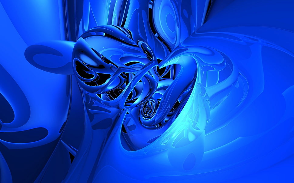 blue and white abstract art HD wallpaper