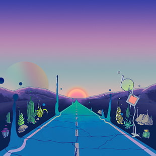 multicolored road painting, Sunman24, cover art, psychedelic, music HD wallpaper