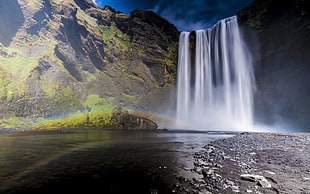 landscape photography of water falls and mountains, landscape, nature, waterfall
