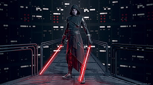 two red light swords, Star Wars, artwork, Asajj Ventress, lightsaber HD wallpaper