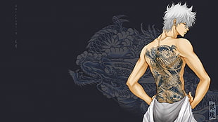 Gintama Gintoki Sakata, Gintama, Sakata Gintoki, dragon, tattoo