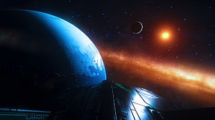 blue planet, Elite: Dangerous, space, science fiction, video games HD wallpaper