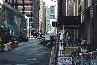 black standard motorcycle, photography, urban, New York City, New York state