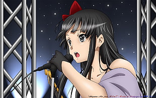 black haired female anime character illustration