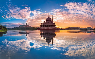 brown dome mosque, Malaysia, putrajaya, architecture, sky