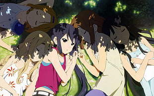 five female Anime character illustration