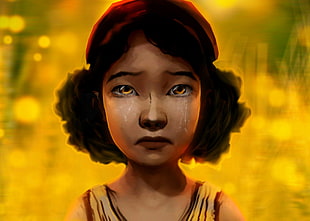 girl crying portrait painting