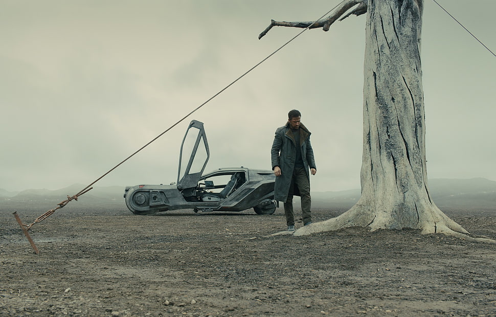 men's black long coat, Blade Runner 2049, movies, men, actor HD wallpaper