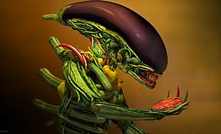 alien vegetable sculpture painting HD wallpaper