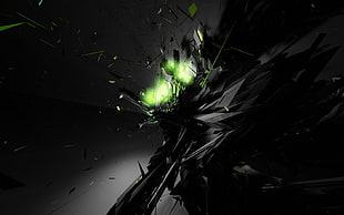 green and black leaf plant, digital art
