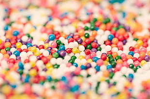 assorted-color beads, Candy, Sweets, Colorful