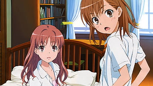 two girl anime illustrations HD wallpaper
