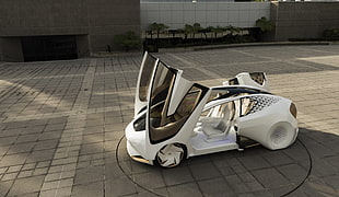 white ride-on toy car outdoor HD wallpaper