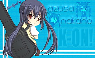 Azusa Nakano wallpaper, K-ON!, Nakano Azusa, chibi, blue HD wallpaper