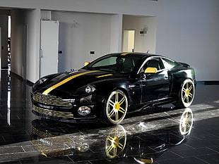 black and yellow sports car
