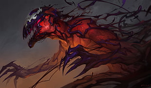 red creature wallpaper, Carnage, blood, Symbiote, Cletus Kasady (Carnage)