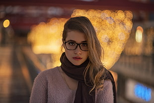 woman wears brown scoop-neck knitted top HD wallpaper