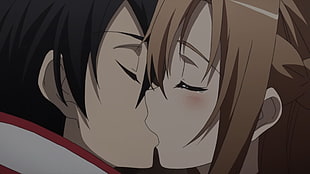 Sword art online Kirito and Asuna kissing HD wallpaper