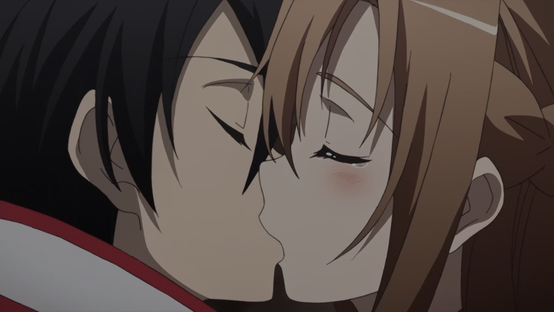 Sword art online Kirito and Asuna kissing HD wallpaper.