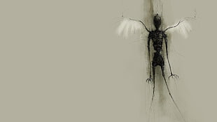 black monster digital wallpaper, death, wings, dark fantasy, fantasy art