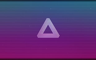 white triangle illustration, scanlines, shapes, abstract, Penrose triangle