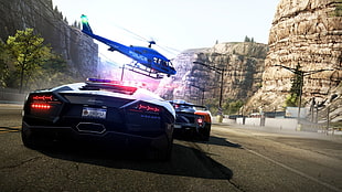 black sports car, Need for Speed: Hot Pursuit, pursuit, video games