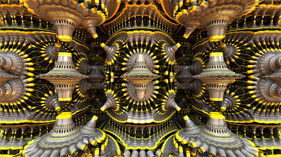 gray and yellow equipment HD wallpaper