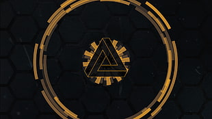 black and brown Palace logo, geometry, interfaces, Deus Ex: Human Revolution, Deus Ex HD wallpaper