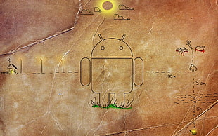 brown and green Android logo drawing