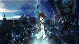 black-haired male anime character, Guilty Crown, Ouma Shuu, Yuzuriha Inori HD wallpaper