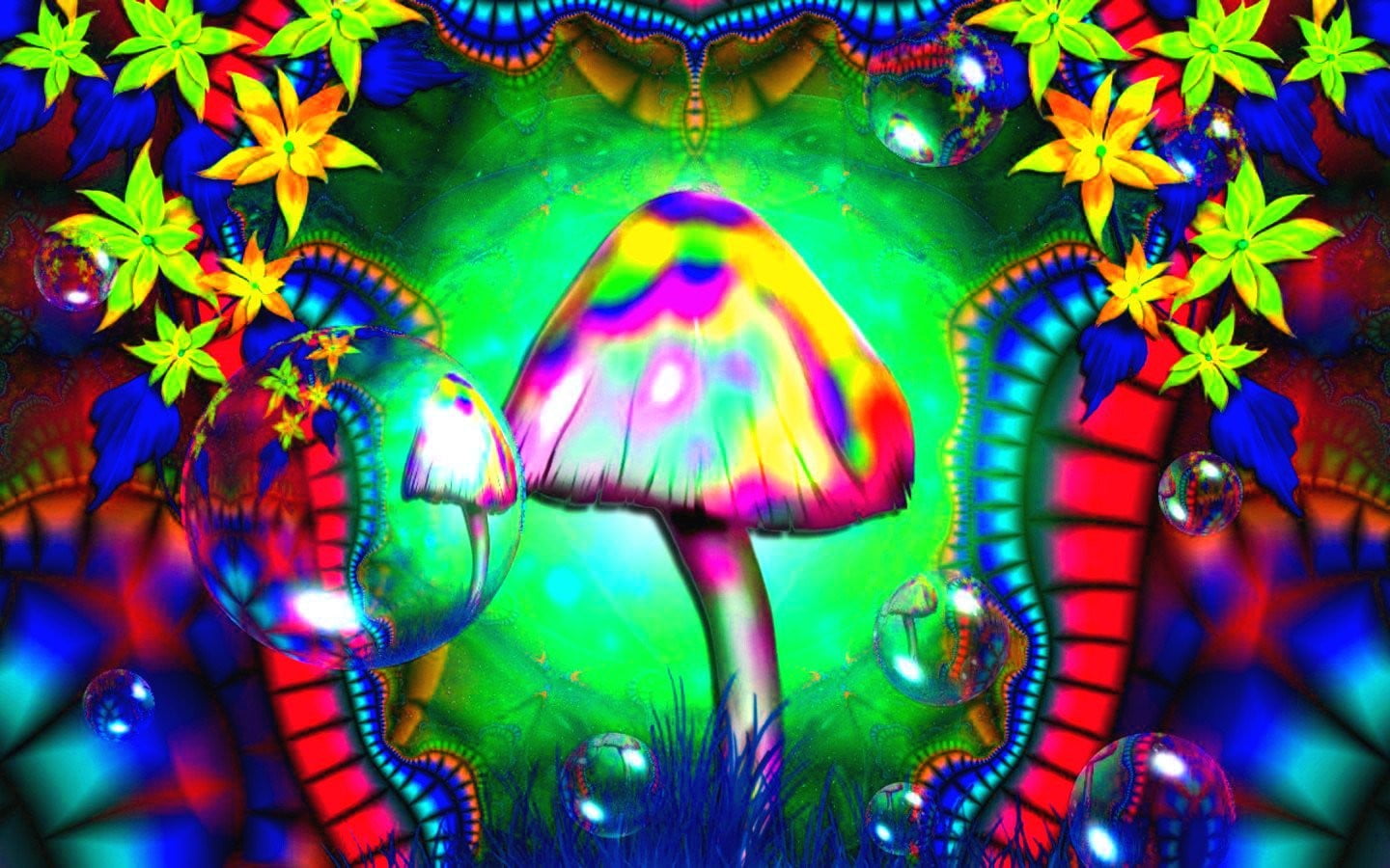 multicolored mushroom illustration, mushroom, colorful, psychedelic, LSD