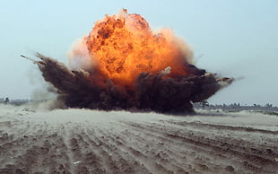 red fire explosion, army, explosion HD wallpaper