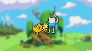 Adventure Time digital wallpaper, Adventure Time, pixel art, Trixel, Jake the Dog