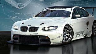 white BMW sports coupe, car, BMW