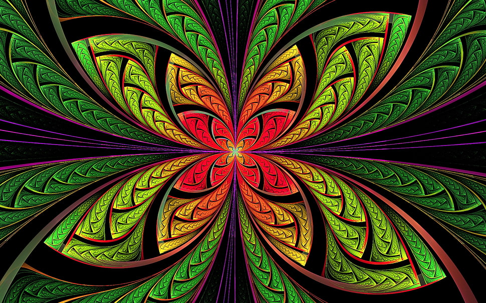 green , yellow and red abstract painting HD wallpaper