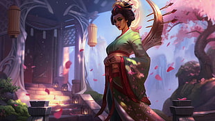 geisha with bow character digital wallpaper, Karma (League of Legends), Darius, Summoner's Rift