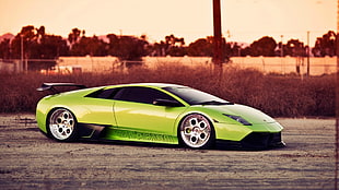 green Lamborghini murcielago HD wallpaper